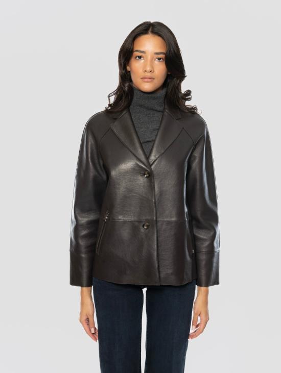 26FW 더 재키 레더스 가죽 자켓 Pelle Foderata와 Rever Marrone의 Giacca