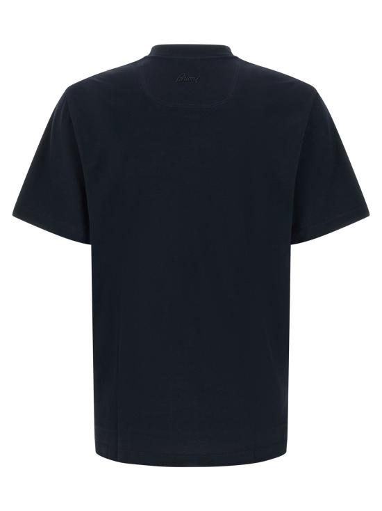 26FW 브리오니 반팔 티셔츠 로고 자수 티셔츠 (블루) - BRIONI