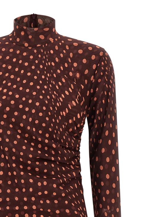 26FW 스텔라 맥카트니 롱 원피스 도트 무늬 메시 드레스 버건디 - STELLA MCCARTNEY