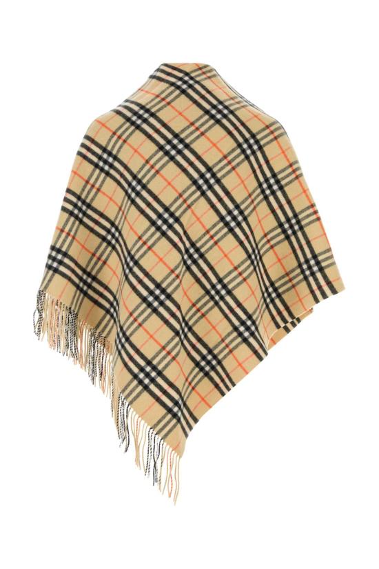  버버리 체크 패턴 프린지 케이프 8113128 A2021 BEIGE - BURBERRY