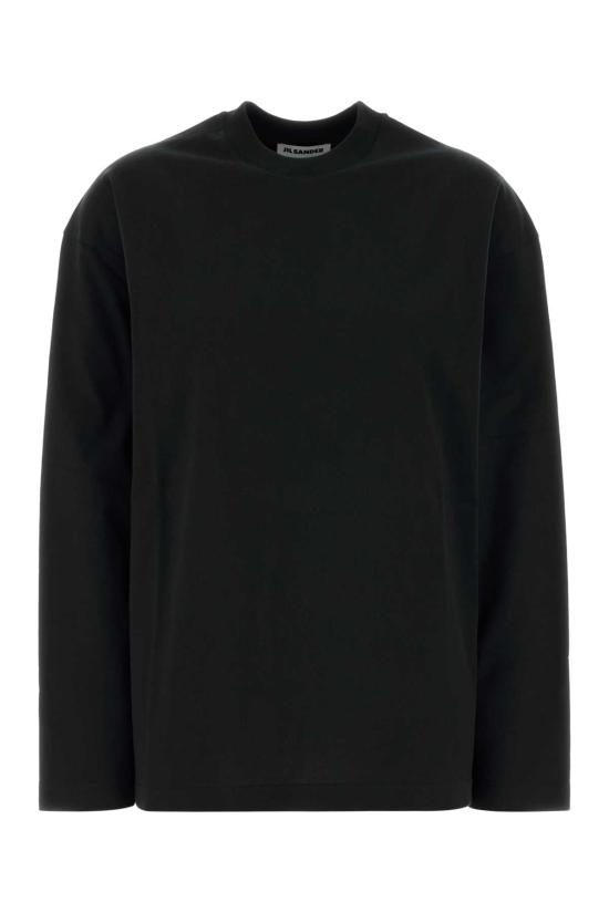 26FW 질샌더 긴팔 티셔츠 J02GC0174J20348 001 BLACK