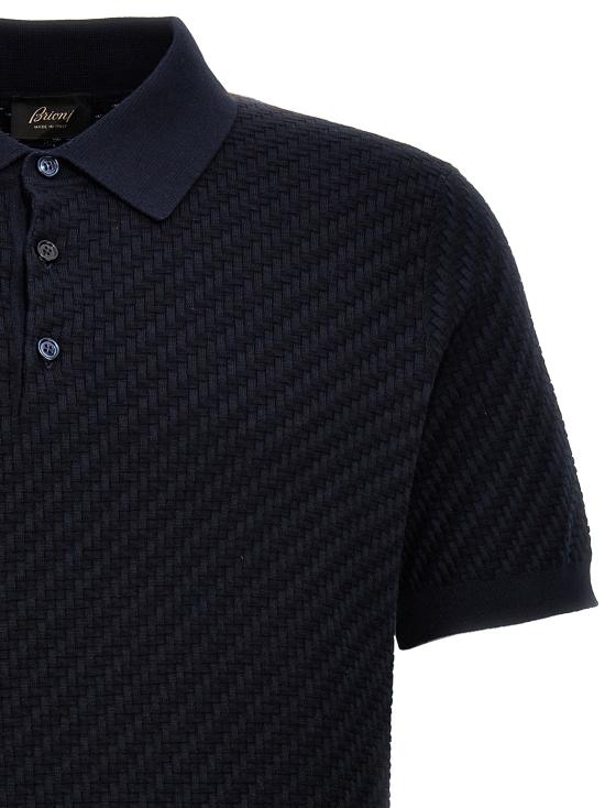 26FW 브리오니 폴로 티셔츠 우븐 니트 셔츠 폴로 블루 - BRIONI
