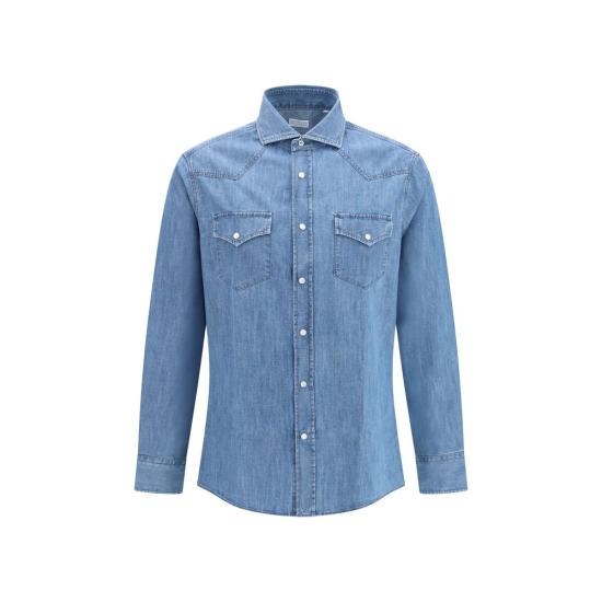 26FW 브루넬로 쿠치넬리 긴팔 셔츠 BRMH1924008C8333BB BLUE