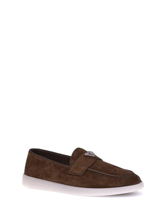  프라다 삼각 로고 스웨이드 페니 로퍼 2DG124FG001103 F0324 BROWN - PRADA