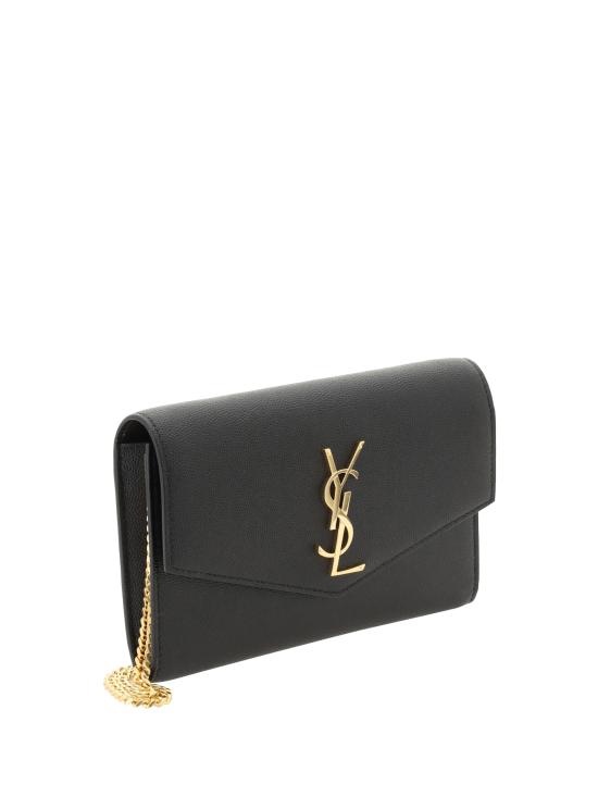 26FW 생로랑 그레인 레더 업타운 체인 지갑 6077881GF0J 1000 BLACK - SAINT LAURENT