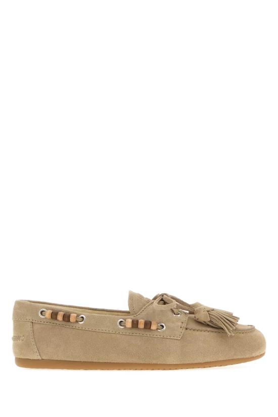 26FW 미우미우 스웨이드 태슬 장식 덱 슈즈 5D518EF005054 F0F24 BEIGE
