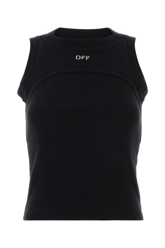 26FW 오프화이트 민소매 티셔츠 2FA00673T W003 BLACK