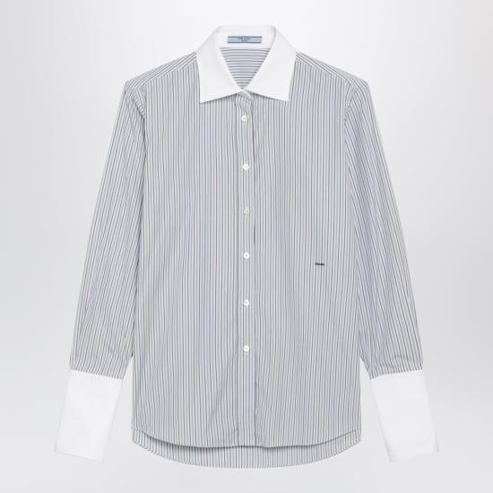 26FW 프라다 스트라이프 팝린 셔츠 P465JROOO1H1K Light blue