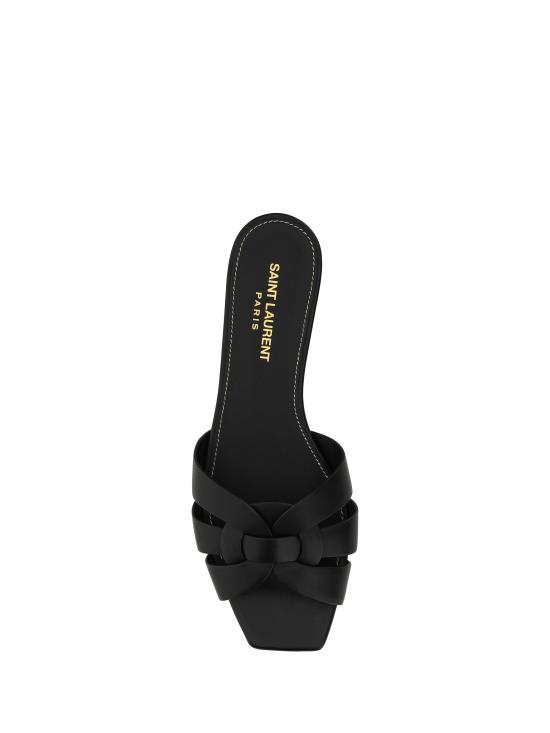 26FW 생로랑 스무스 레더 트리뷰트 플랫 뮬 571952BDA00 1000 BLACK - SAINT LAURENT
