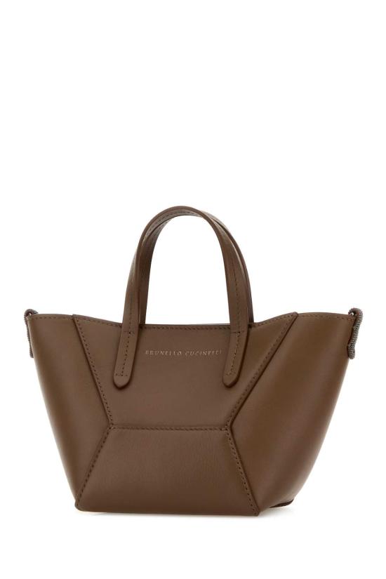 26SS 브루넬로 쿠치넬리 카프스킨 BC Duo 미니 백 모닐레 장식 MBXAD2675 C9357 BROWN - BRUNELLO CUCINELLI