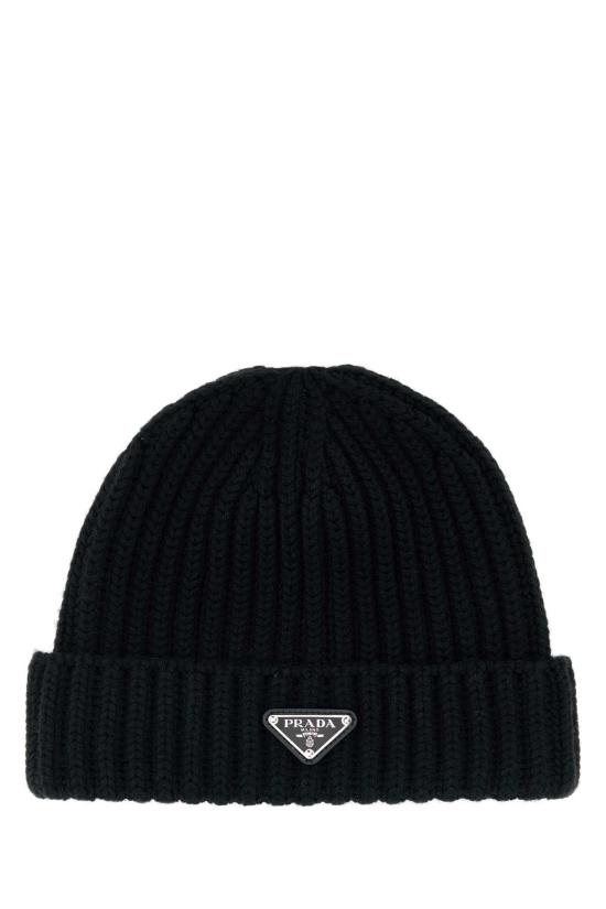  프라다 삼각로고 버진 울 골지 비니 2HC3902DZL F0002 BLACK