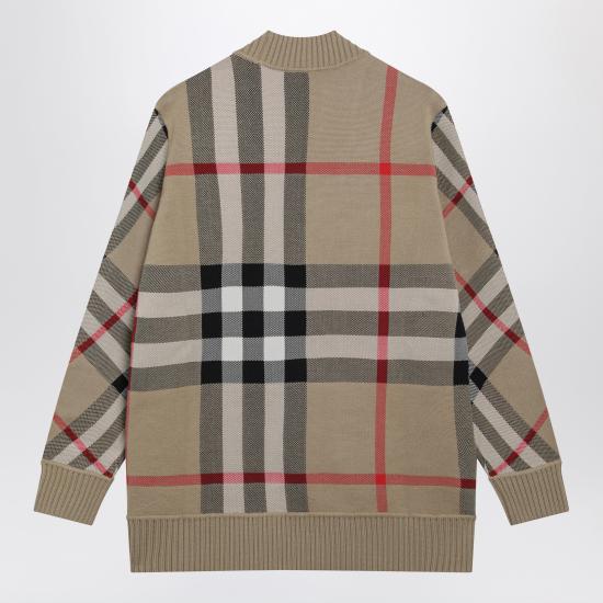 26FW 버버리 오버사이즈 핏 체크 울 블렌드 가디건 8039153126048 Beige - BURBERRY