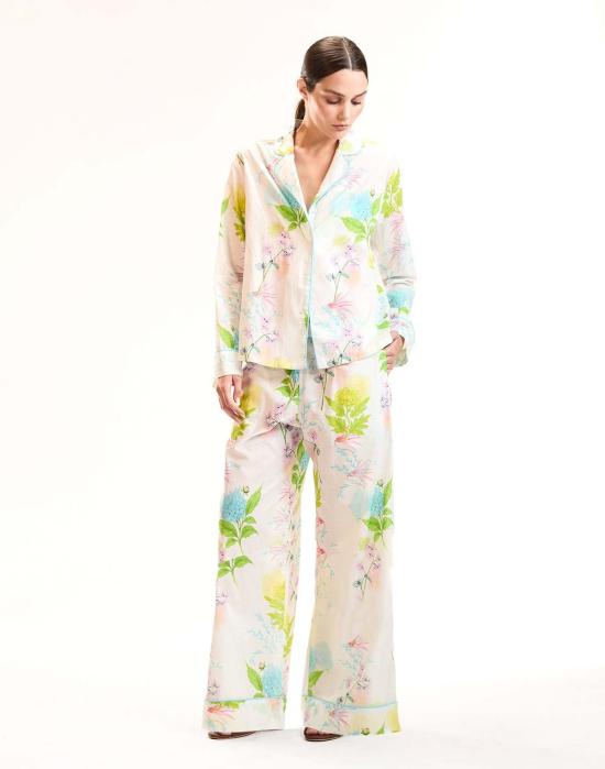  신시아 로리 언더웨어 신시아 로울리 자르딘 PJ 탑 화이트 플로럴 - CYNTHIA ROWLEY
