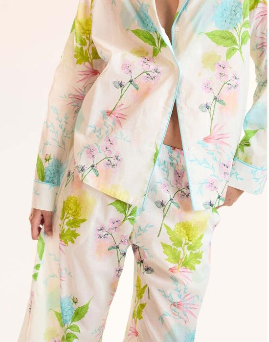  신시아 로리 언더웨어 신시아 로울리 자르딘 PJ 탑 화이트 플로럴 - CYNTHIA ROWLEY
