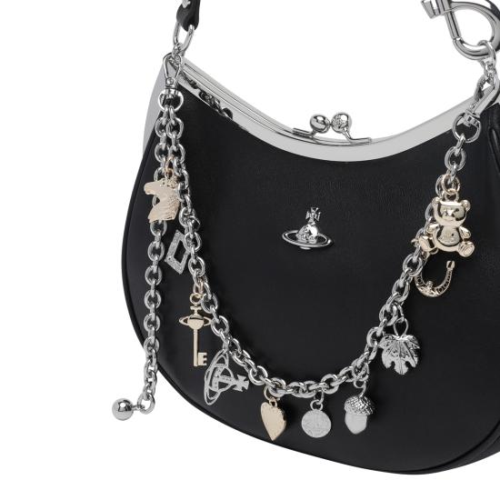 26FW 비비안웨스트우드 카프스킨 스몰 로고 토트백 4B01000PW L00BXN401 BLACK - VIVIENNE WESTWOOD