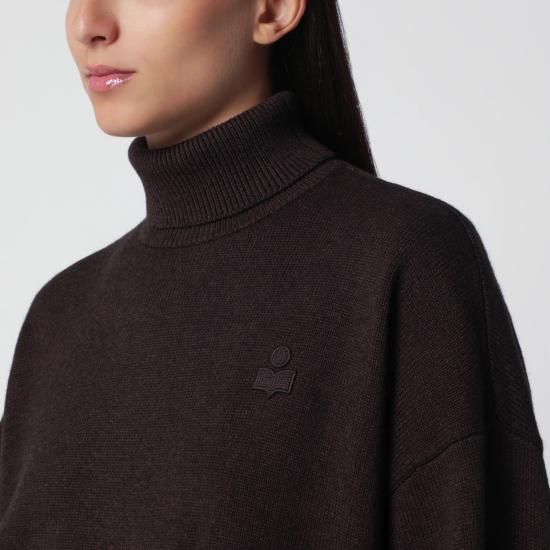 26FW 이자벨마랑에뚜왈 나샤 울 코튼 스탠드업 칼라 스웨터 PU0663FAC1L17E Brown - ISABEL MARANT ETOILE