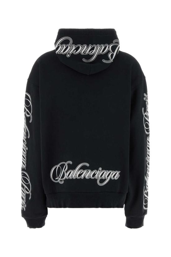26SS 발렌시아가 커시브 오버사이즈 후드티셔츠 858143TTVM8 6552 BLACK - BALENCIAGA