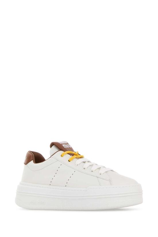 26FW 미우미우 레더 플랫폼 스니커즈 5E710EF0503L48 F0TPR WHITE - MIU MIU