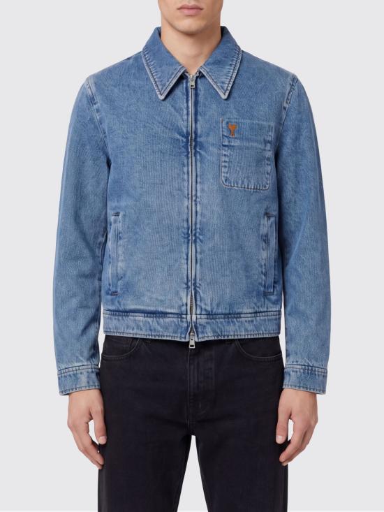 26FW 아미 스몰 하트 로고 코튼 지퍼 자켓 HJK835DE0046 480 Blue