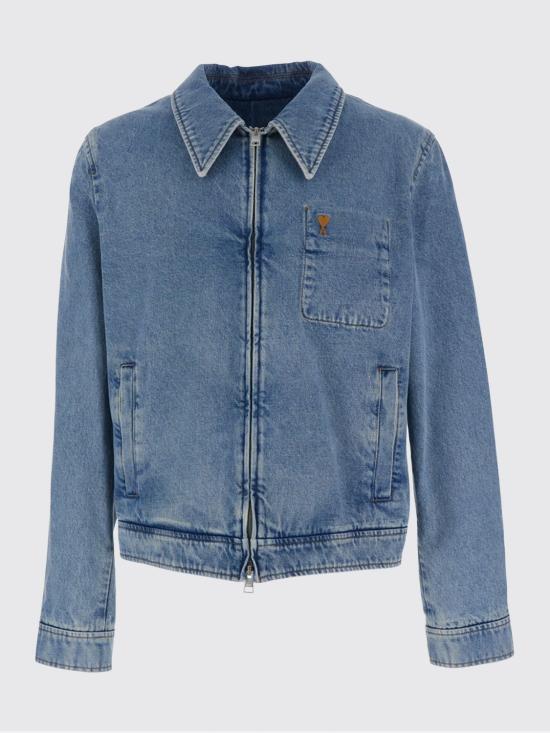 26FW 아미 스몰 하트 로고 코튼 지퍼 자켓 HJK835DE0046 480 Blue - AMI