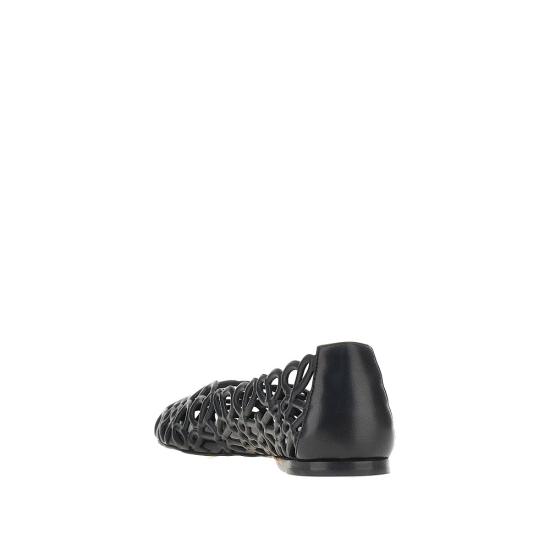 26FW 로에베 페탈 아나그램 램스킨 발레리나 LLST466X17 Black - LOEWE