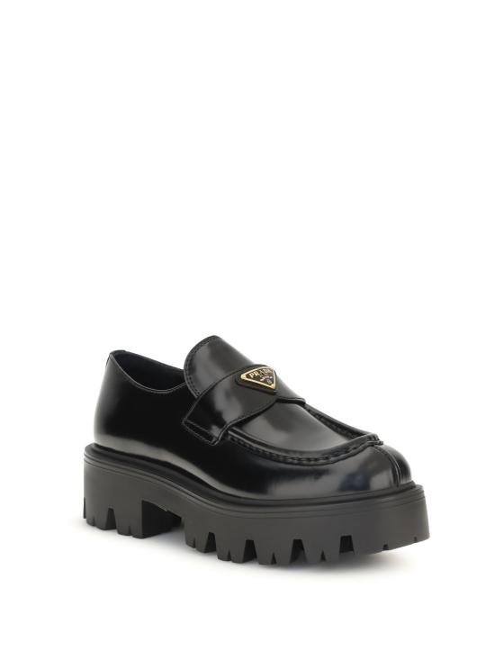 26FW 프라다 모노블럭 러버솔 레더 로퍼 1D185OFB050055 F0002 BLACK - PRADA