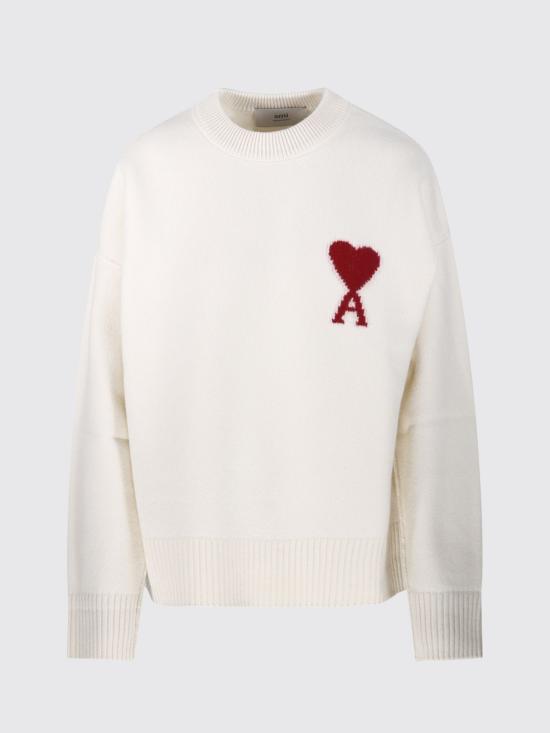 26FW 아미 빅 하트 울 크루넥 스웨터 UKS838018 154 White - AMI