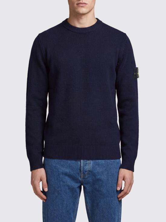 26FW 스톤 아일랜드 램스울 립드 트림 레귤러 핏 크루넥 스웨터 5100072S00A3 V0020 Navy