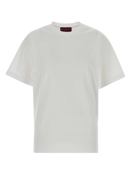 26SS 구찌 자수 코튼 저지 티셔츠 837959XJHMR 9051 WHITE