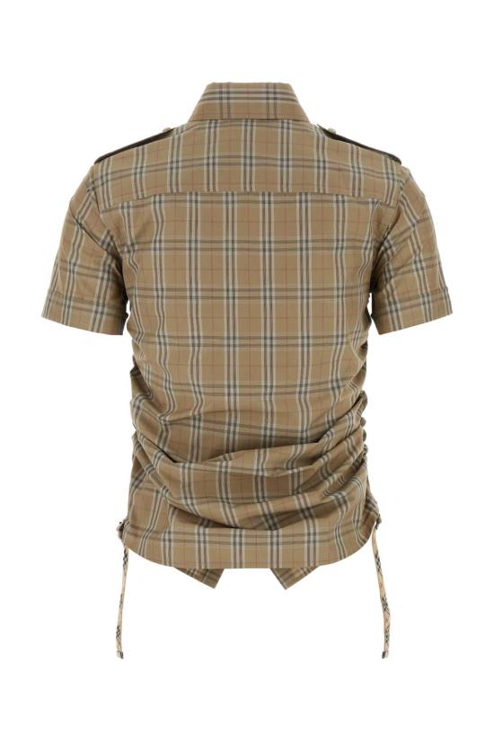  버버리 슬림 핏 체크 코튼 셔츠 8107968 C2044 BEIGE - BURBERRY