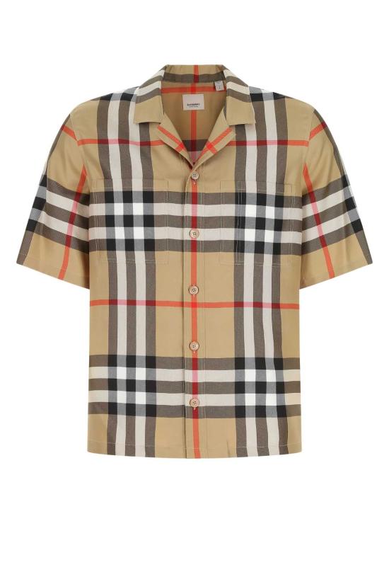26SS 버버리 빈티지 체크 실크 반팔 셔츠 8050279 A7028 BEIGE