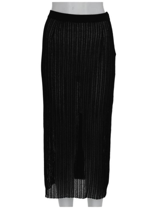 26SS 마르지엘라 리브드 니트 미디 스커트 S51ME0059 M13237900F Black