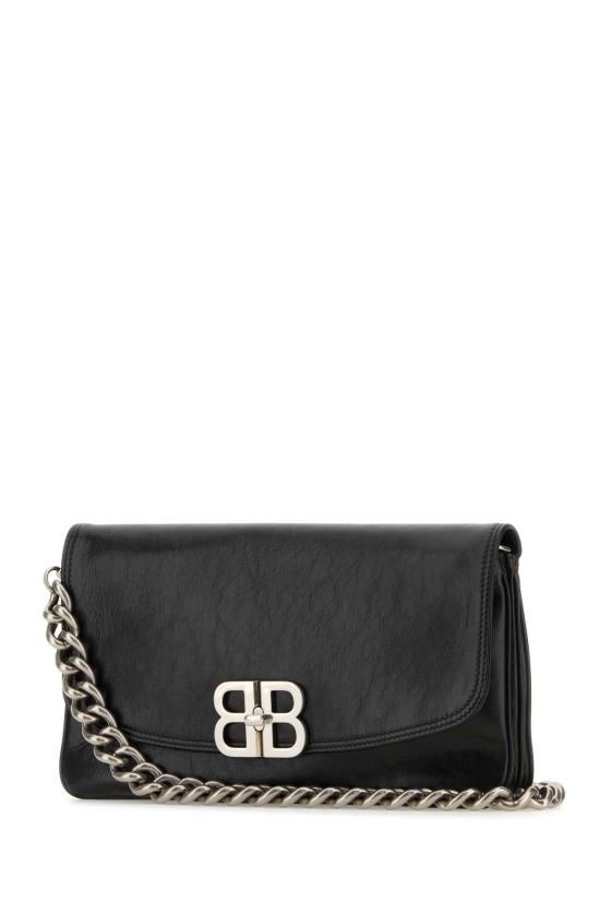 25FW 발렌시아가 BB 로고 플랫 숄더백 7485962AAI4 1000 BLACK - BALENCIAGA