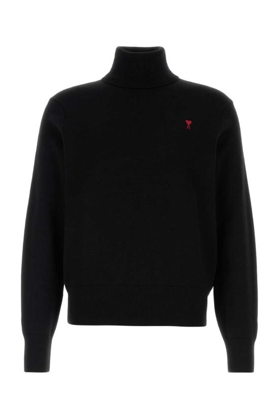 26SS 아미 스몰 하트 로고 메리노 울 니트 터틀넥 HKS827001 009 BLACK