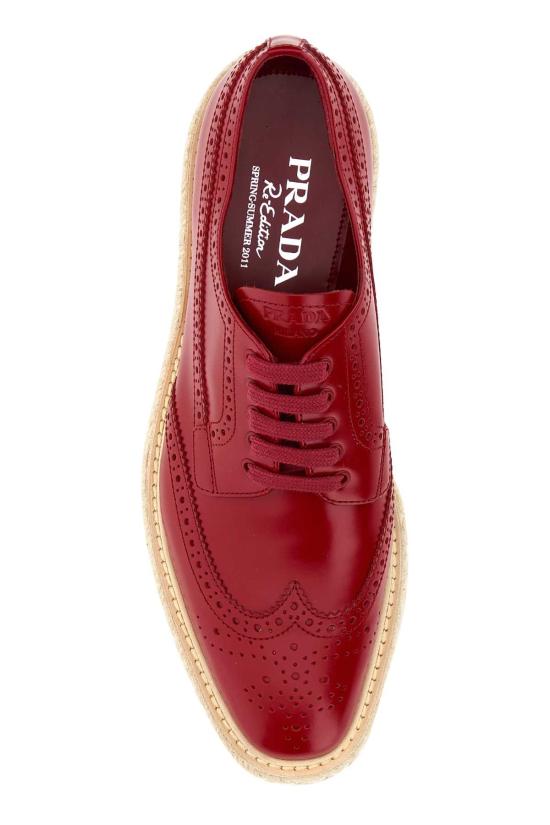  프라다 브로그 디테일 플랫폼 레이스업 슈즈 1E206DFDX65055 F0D56 RED - PRADA