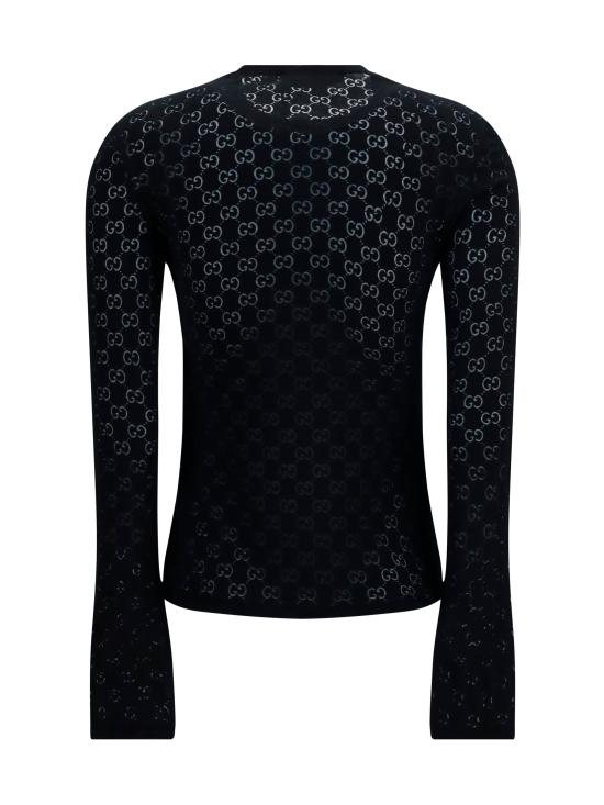 26FW 구찌 GG 코튼 데보레 긴소매 티셔츠 GG 코튼 데보레 긴소매 티셔츠 872756XKFMQ 1000 BLACK - GUCCI
