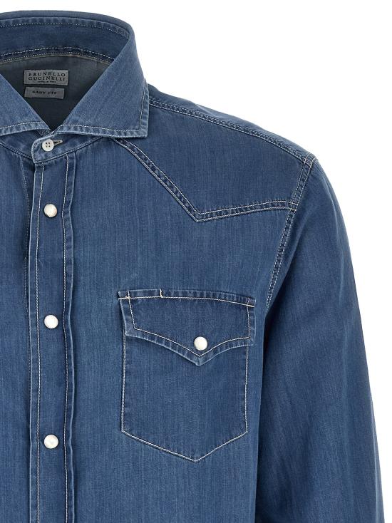 26SS 브루넬로 쿠치넬리 데님 셔츠 BR243748BM BLUE - BRUNELLO CUCINELLI