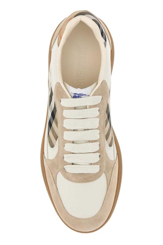 26FW 버버리 테라스 레더 앤 스웨이드 체크 스니커즈 8127510 B5220 BEIGE - BURBERRY