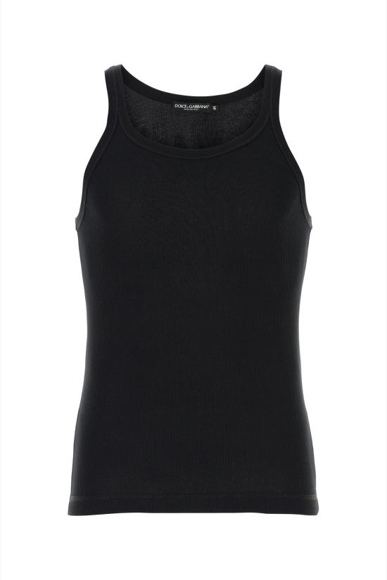 26FW 돌체앤가바나 파인 리브 코튼 그랜다드넥 티셔츠 G8PA8TFU7AV N0000 BLACK - DOLCE & GABBANA