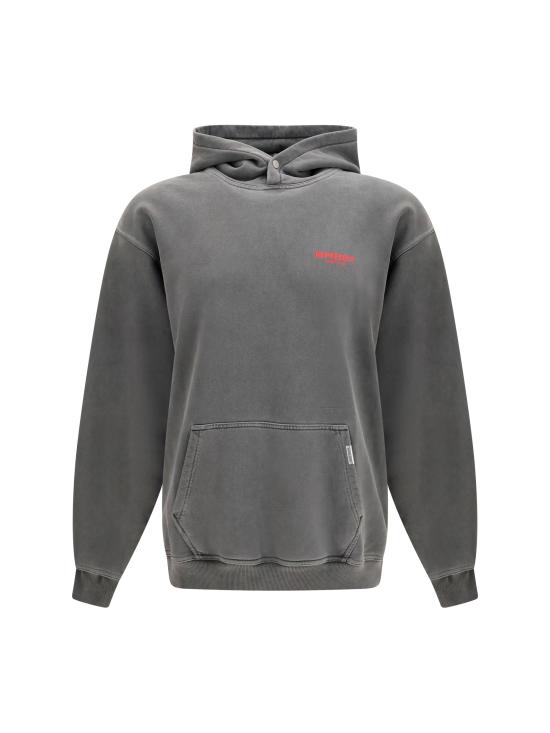 26FW 리프레젠트 후드 티셔츠 OCM41113 WASHEDBLAC GRAY