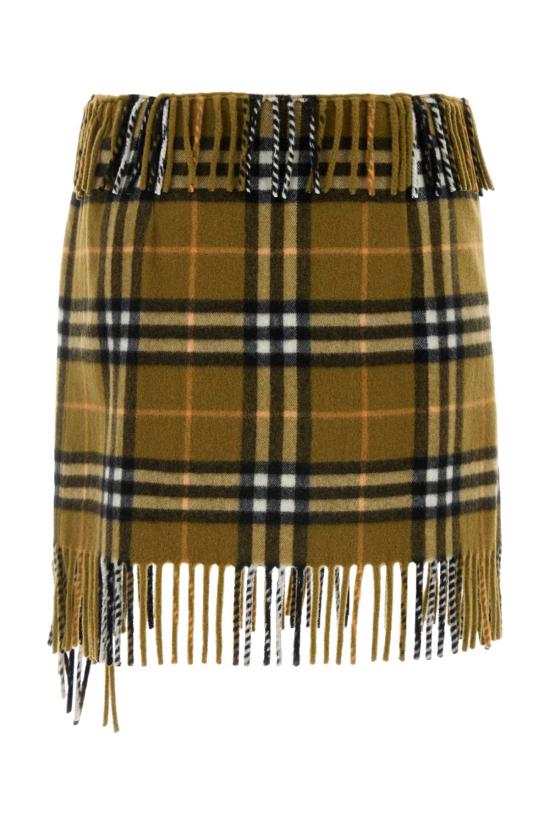  버버리 체크 울 캐시미어 스카프 스커트 8099716 C1422 GOLD - BURBERRY