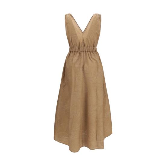 26SS 브루넬로 쿠치넬리 미디 원피스 BRMQ988A5092C1604BB BEIGE - BRUNELLO CUCINELLI