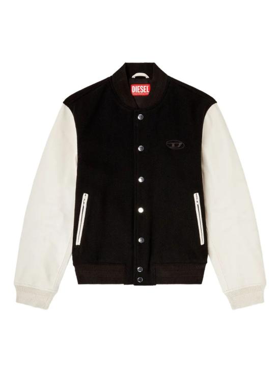 26FW 디젤 wool blend and leather 봄버 자켓 A211640LHAL 9XX BLACK