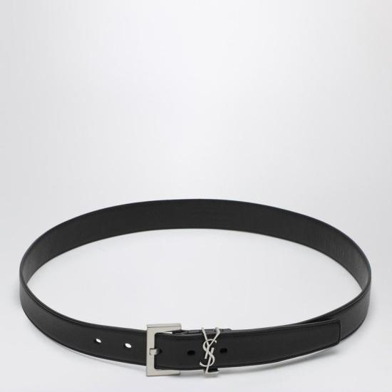 26FW 생로랑 카산드라 벨트 스퀘어 버클 스무스 레더 634437BOO0E 1000 BLACK