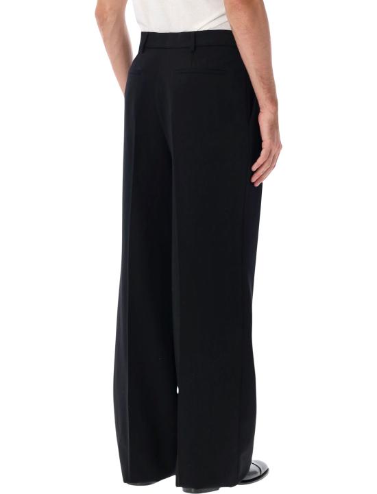 26FW 생로랑 플루이드 그레인 드 푸드르 포멀 슬랙스 A000O7Y7E63 1000 BLACK - SAINT LAURENT