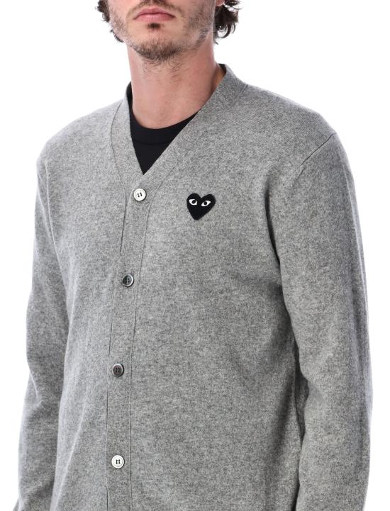 26FW 꼼데가르송 플레이 블랙 하트 니트 가디건 AXN024051 2 LIGHT GREY - COMME DES GARCONS