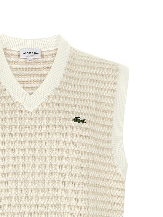 26FW 라코스테 니트 베스트 AH8577WL6 Beige - LACOSTE