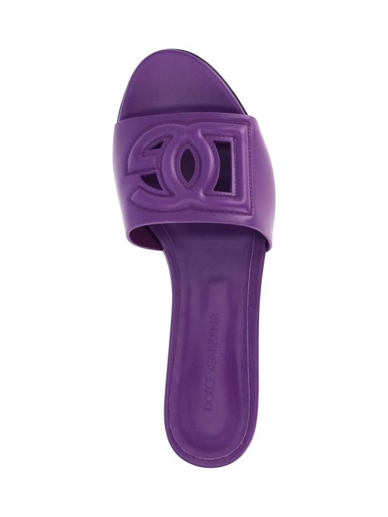  돌체앤가바나 DG 로고 카프스킨 슬리퍼 CQ0436 AY329 8H438 Violet - DOLCE & GABBANA