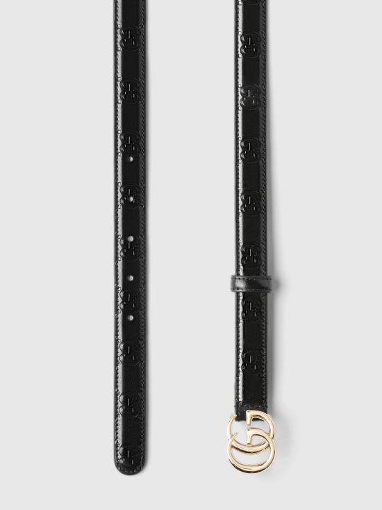 26FW 구찌 GG 마몽 씬 벨트 409417AAD5L 1000 Nero - GUCCI