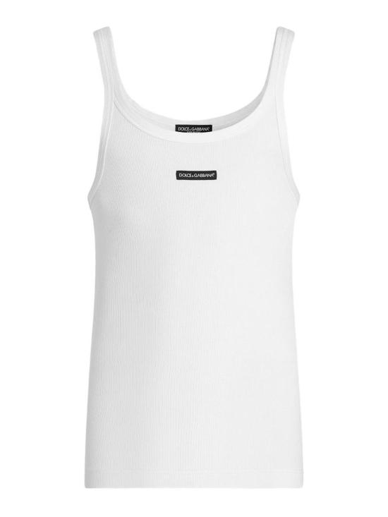 26FW 돌체앤가바나 로고 프린트 코튼 탱크 탑 G8PA8TG7P3IW0800 White